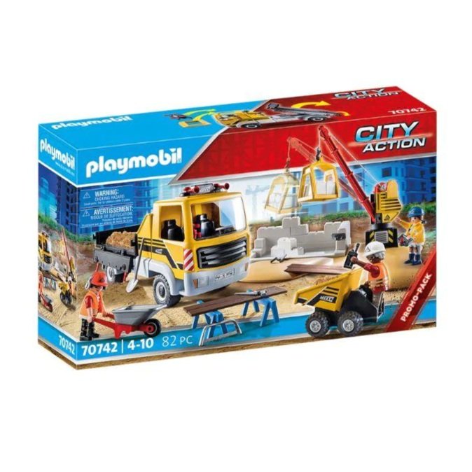 PlayMobil Construction Site with Flatbed