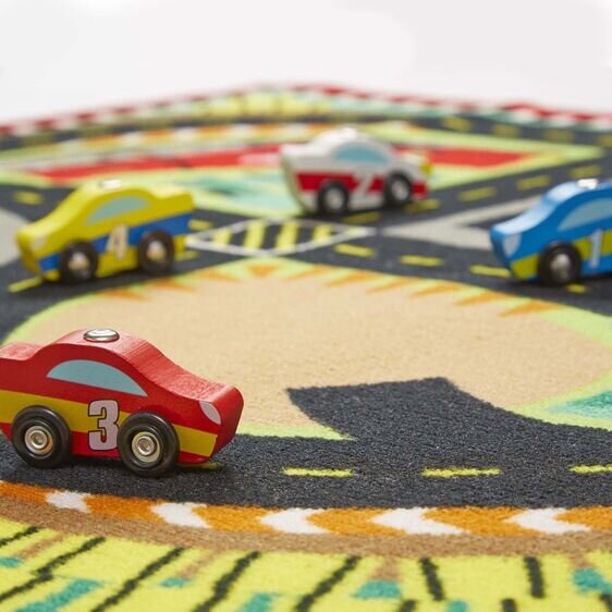 Melissa & Doug Work Site Rug Vehicle Set