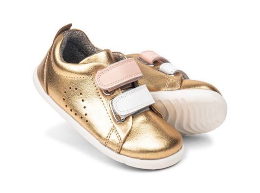 Bobux Switch Gold Metallic (White and Seashell) Grass Court Shoe