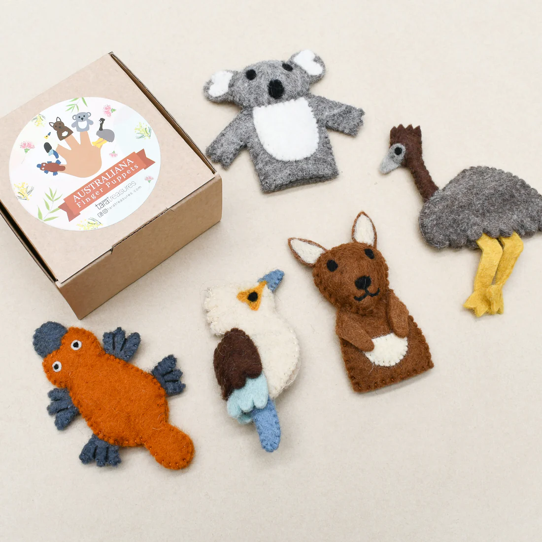 Tara Treasures Australian Animals Felt Finger Puppet Set