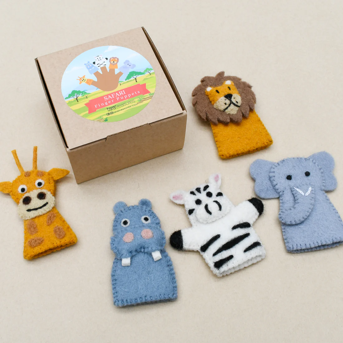 Tara Treasures Safari Animals Felt Finger Puppets