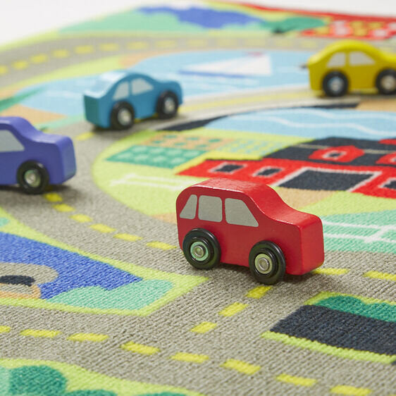 Melissa & Doug Work Site Rug Vehicle Set