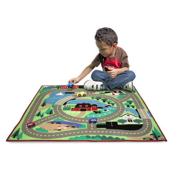 Melissa & Doug Work Site Rug Vehicle Set